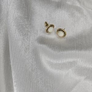 Chic Gold and White Button Earrings